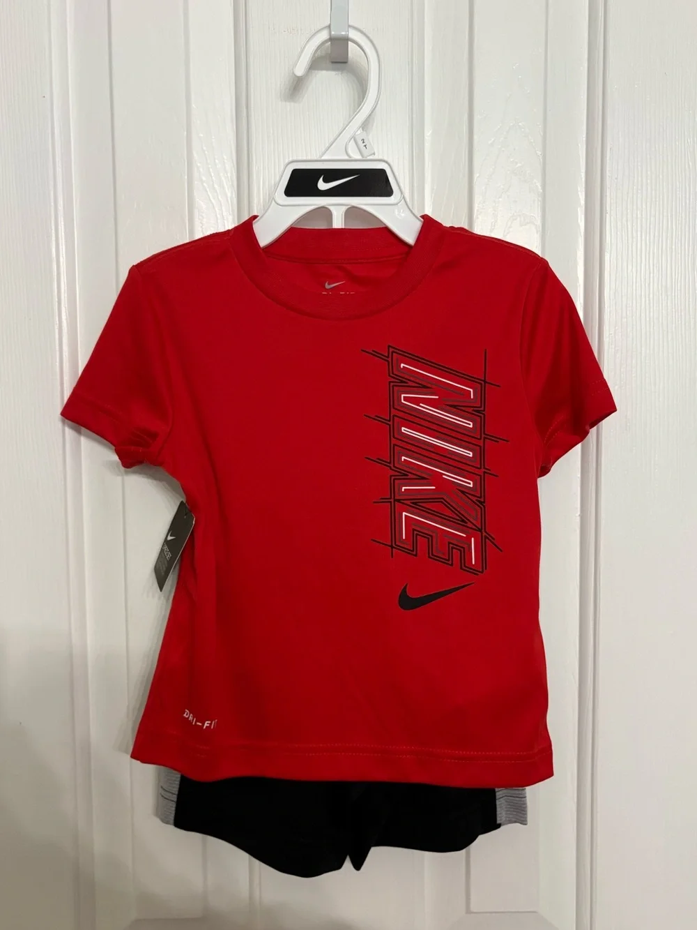 NWT Nike Toddler Short Sleeve Matching Set Red/Black Drifit Athletic